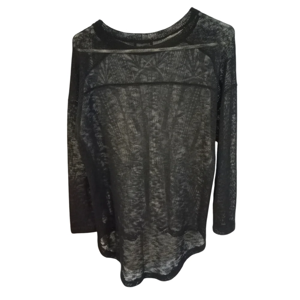 Nally & Millie Artsy Dark Romantic Mixed Fabric Partial Sheer Sweater Blouse XL - Picture 6 of 10
